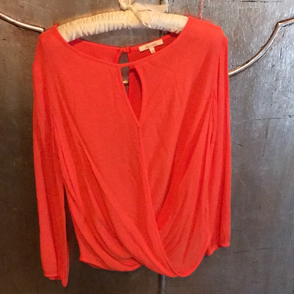Orange split blouse
